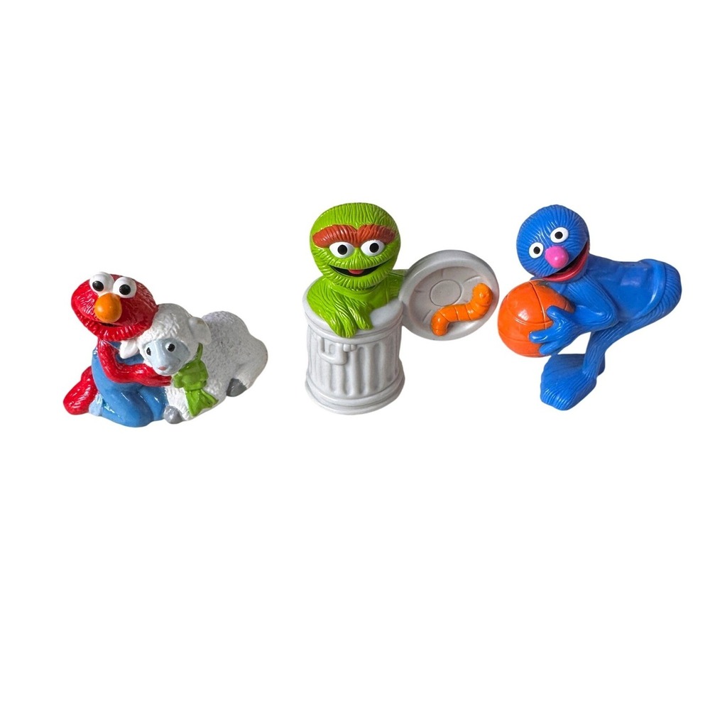 Sesame Street PVC Figure Lot Elmo with Lamb Oscar the Grouch Grover Basketball
